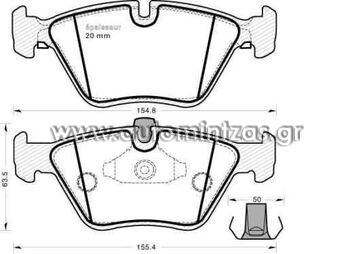 Τακάκια BMW     571880B, 571994, 34111164627, 34111164629, 34116750148, 34116754705, 34116761278, 34116761280, 4047024112780, D9477592, E990R-01706/005, WVA21990, FDB1073, FDS1073, FQT1073, FSL1073, 571994J, MDB1817, T1202, GDB1404