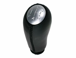 GEAR KNOB RENAULT CLIO III/ MEGANE II/ KANGOO II/ LOGAN/ SANDERO -5 SPEEDS - SILVER - LEATHER